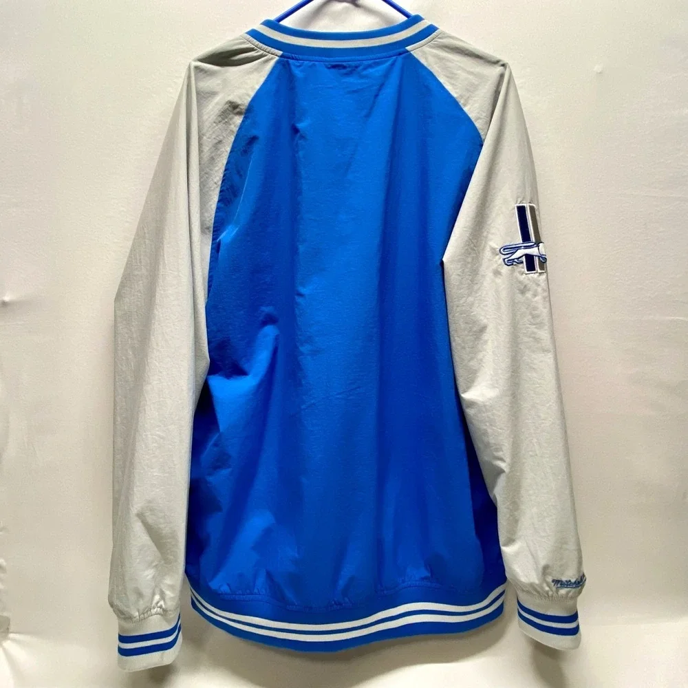 Detroit‎ Lions NFL Jacket Large Blue LS LW Pullover Football Throwback M & N NWT
